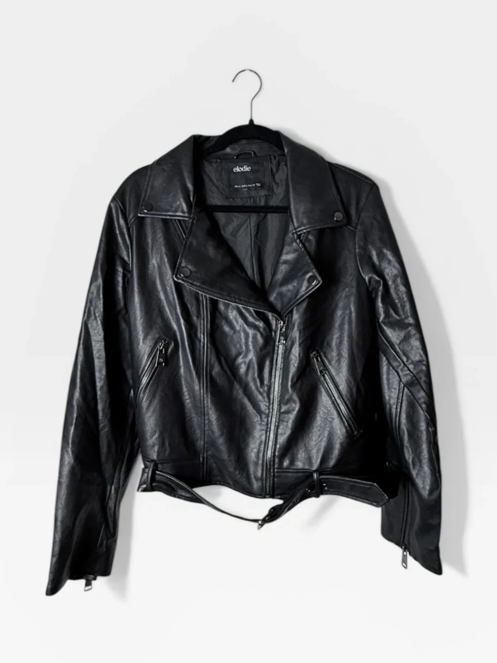 Elodie Faux Black‎ Leather Moto Jacket Size XL (M)